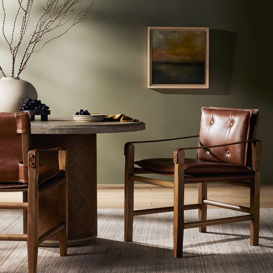 Four Hands - Westgate - Lenz Dining Armchair-Sonoma Chestnut - 232983-011 veiw 2