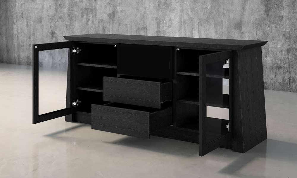 Furnitech - 70in Contemporary Asian Tv Stand In Ebony Finish - FORMOSO veiw 2