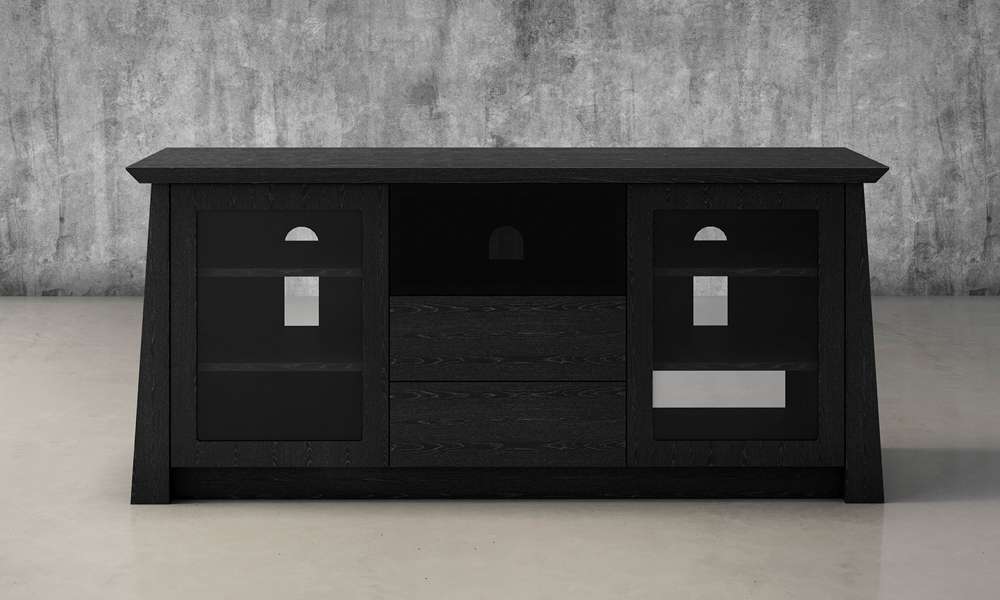 Furnitech - 70in Contemporary Asian Tv Stand In Ebony Finish - FORMOSO veiw 3