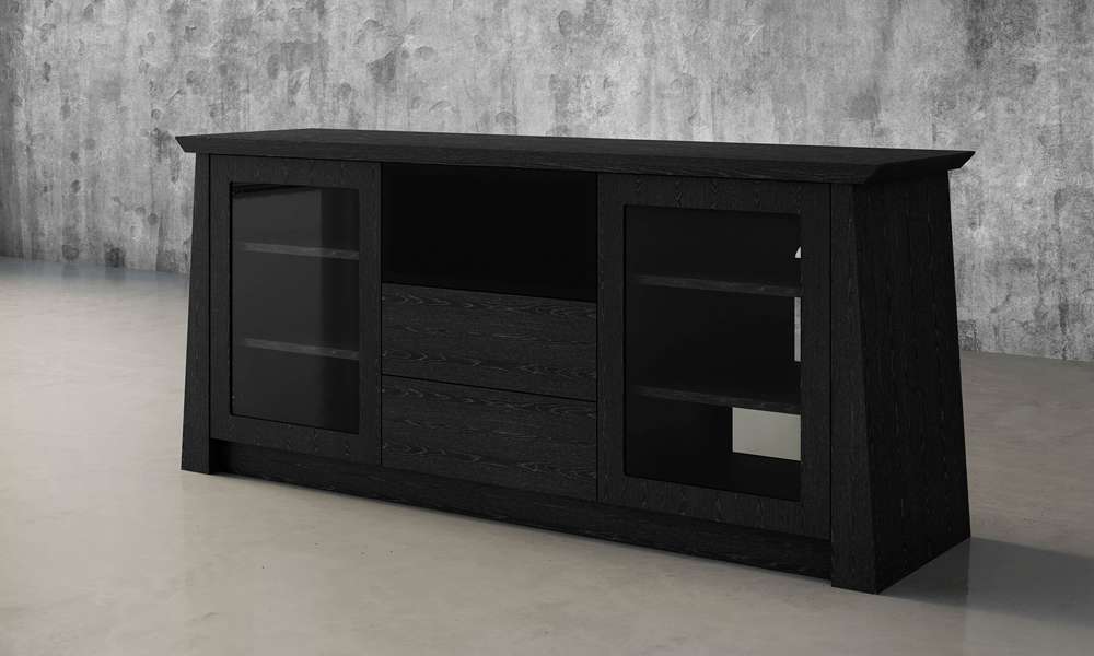 Furnitech - 70in Contemporary Asian Tv Stand In Ebony Finish - FORMOSO veiw 5
