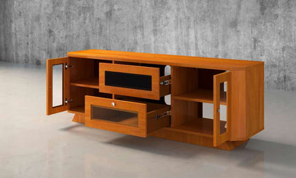 Furnitech - 70in Transitional Tv Stand In Light Cherry Finish - FT71CRCLC veiw 2
