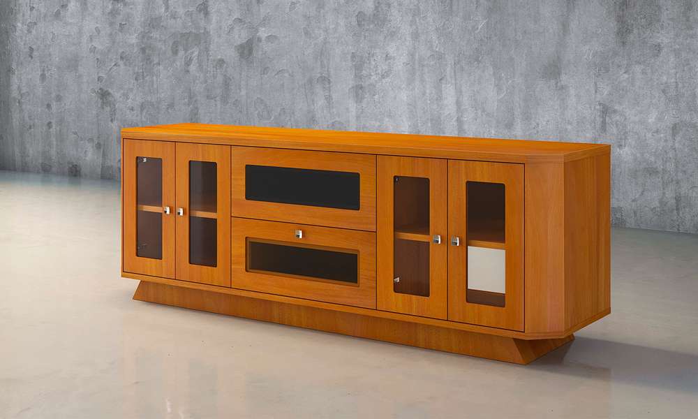 Furnitech - 70in Transitional Tv Stand In Light Cherry Finish - FT71CRCLC veiw 5