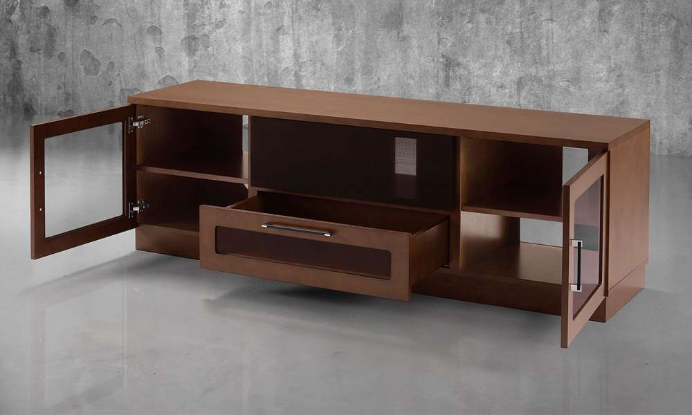 Furnitech - Contemporary Collection 70in Contemporary TV Stand Media Console for Flat Screen and Audio Video Installations in a Cognac  Finish - FT72CCCN veiw 2