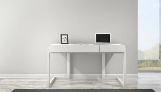 Furnitech - Signature Home - 56in Contemporary Writing Desk in a Textured Matte White Finish - FT56CWW veiw 1