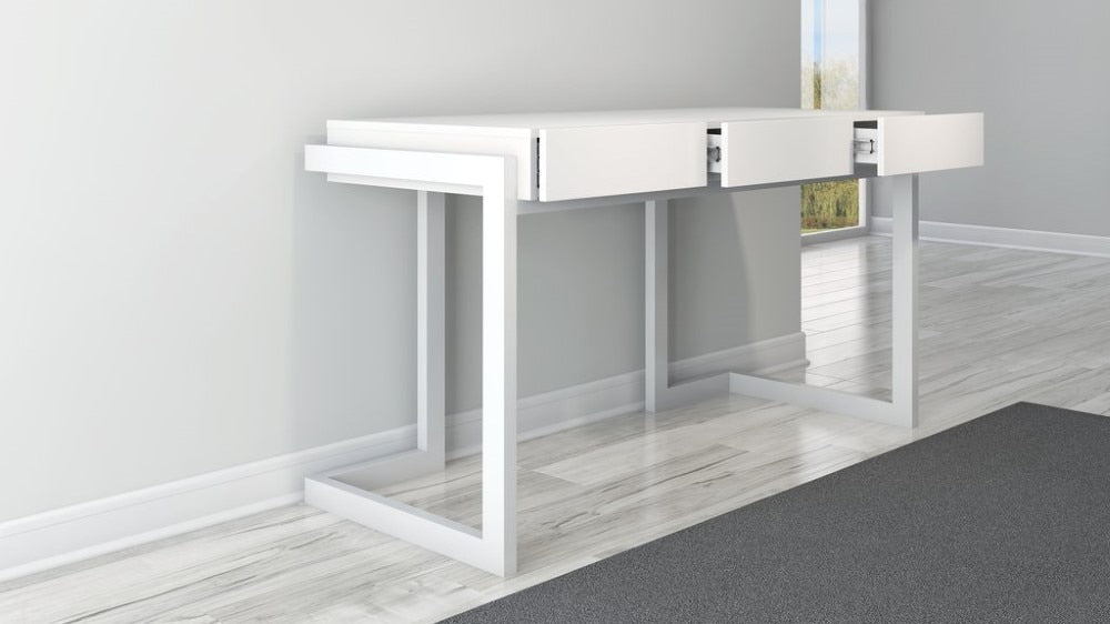 Furnitech - Signature Home - 56in Contemporary Writing Desk in a Textured Matte White Finish - FT56CWW veiw 2