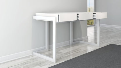 Furnitech - Signature Home - 56in Contemporary Writing Desk in a Textured Matte White Finish - FT56CWW veiw 2