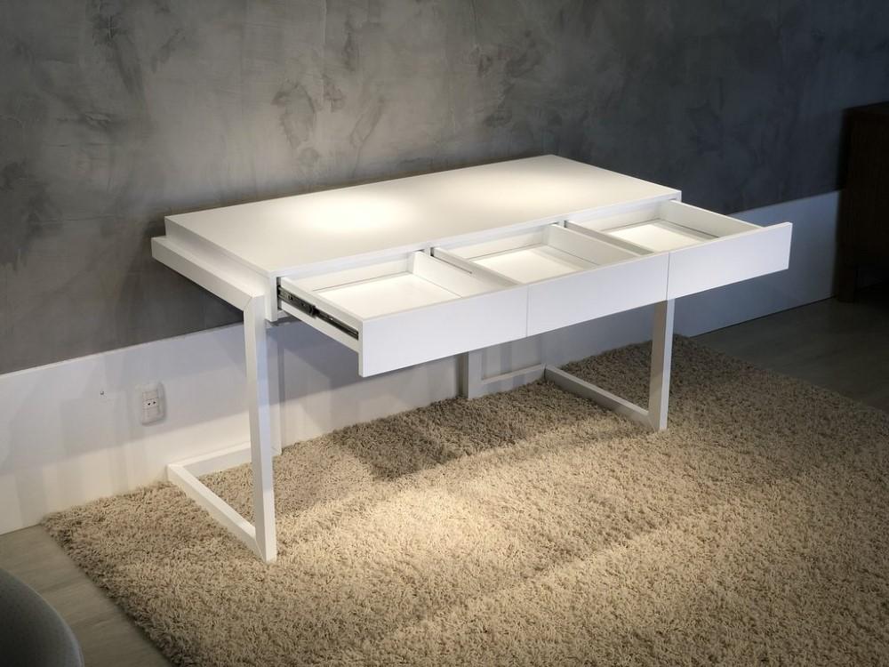 Furnitech - Signature Home - 56in Contemporary Writing Desk in a Textured Matte White Finish - FT56CWW veiw 3