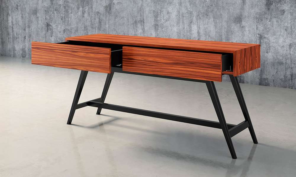 Furnitech - Signature Home - 63in Mid-Century Modern Console in Iron Wood - FT63MMPF veiw 3