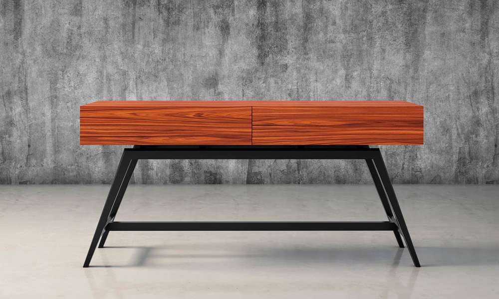 Furnitech - Signature Home - 63in Mid-Century Modern Console in Iron Wood - FT63MMPF veiw 4