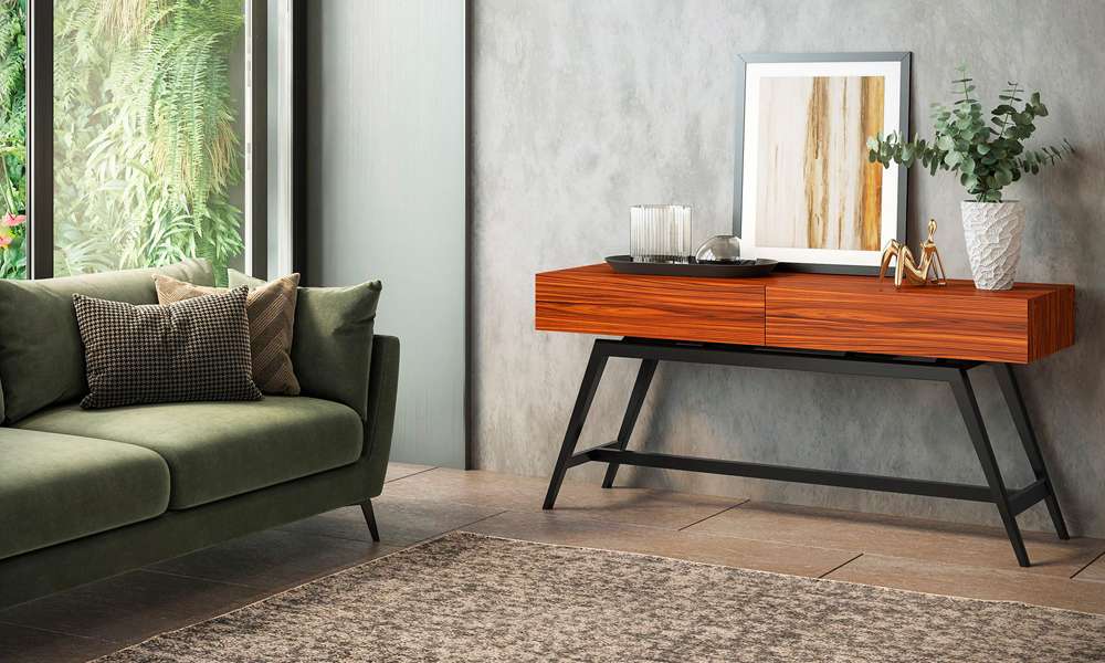 Furnitech - Signature Home - 63in Mid-Century Modern Console in Iron Wood - FT63MMPF veiw 5