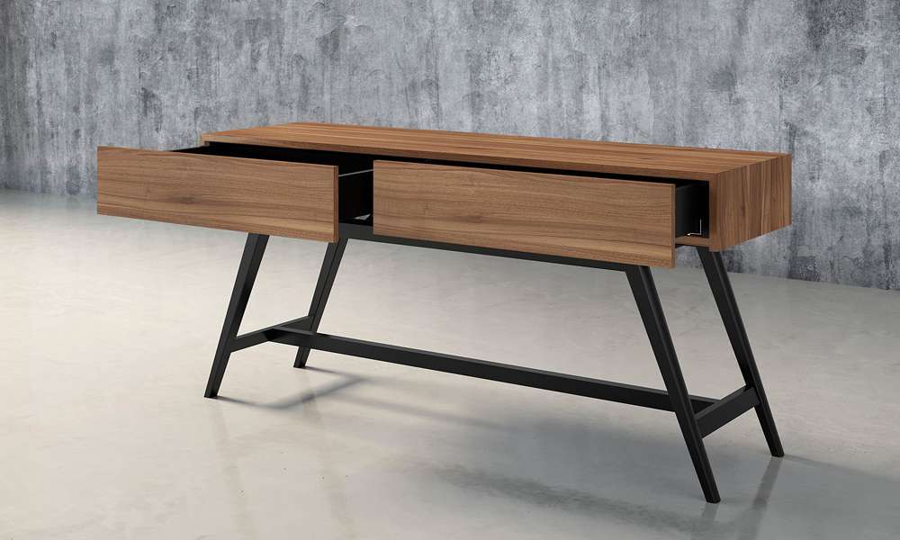 Furnitech - Signature Home - 63in Mid-Century Modern Console in Walnut - FT63MMCW veiw 2