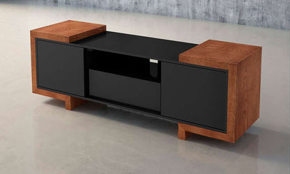 Furnitech - Signature Home 72in TV Stand Media Console for Flat Screen and Audio Video Installations in Black and Oak - FT75FA veiw 1