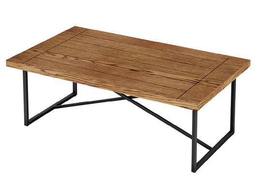 Furnitech - Signature Home - X Coffee Table in Honey Oak with Graphite Tubular Steel Base - FT48ICFHO veiw 1