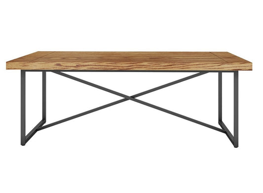 Furnitech - Signature Home - X Coffee Table in Honey Oak with Graphite Tubular Steel Base - FT48ICFHO veiw 2