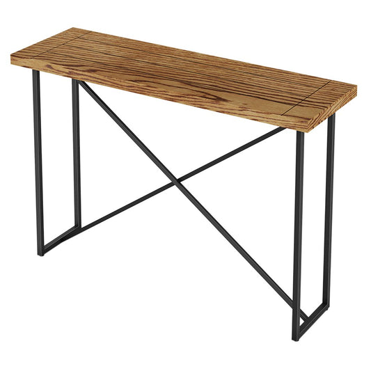 Furnitech - Signature Home - X Console Table in Honey Oak with Graphite Tubular Steel Base - FT48ICTHO veiw 1