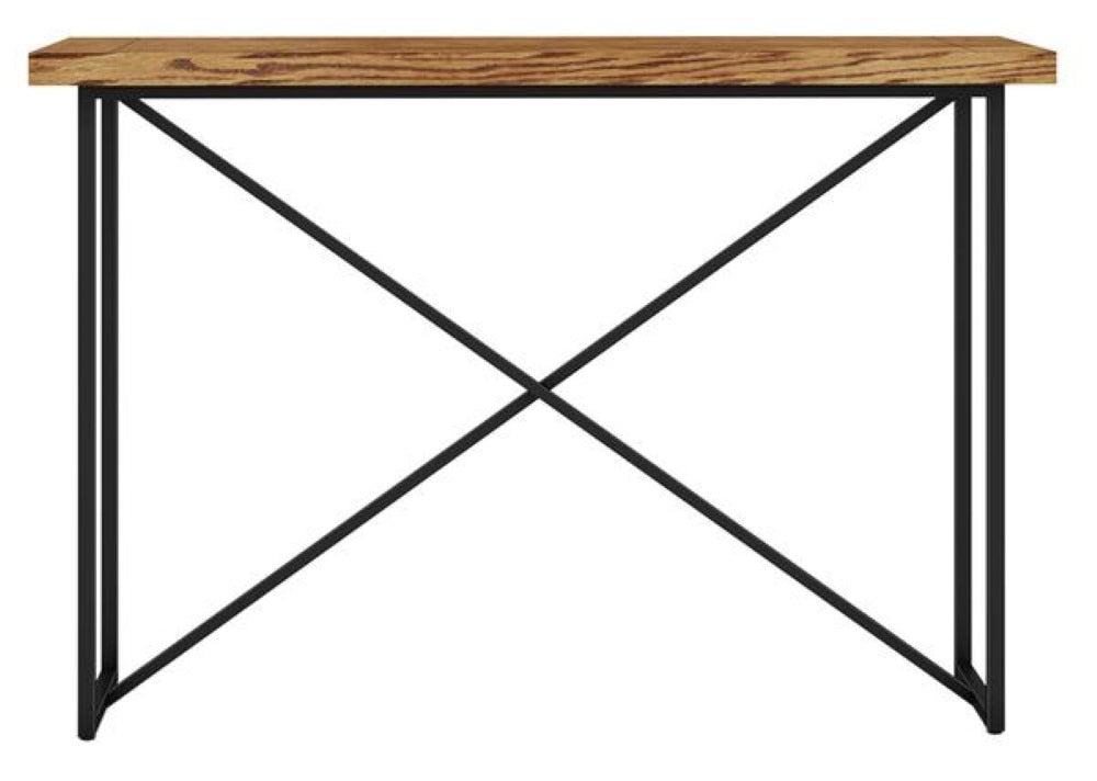 Furnitech - Signature Home - X Console Table in Honey Oak with Graphite Tubular Steel Base - FT48ICTHO veiw 2