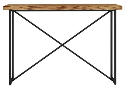 Furnitech - Signature Home - X Console Table in Honey Oak with Graphite Tubular Steel Base - FT48ICTHO veiw 2