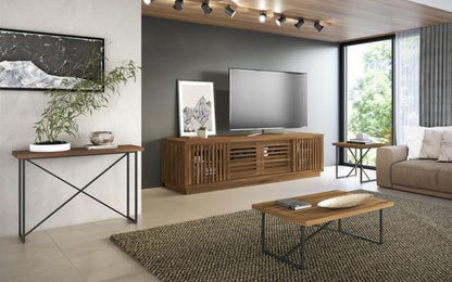 Furnitech - Signature Home - X Console Table in Walnut with Graphite Tubular Steel Base - FT48ICTW veiw 3