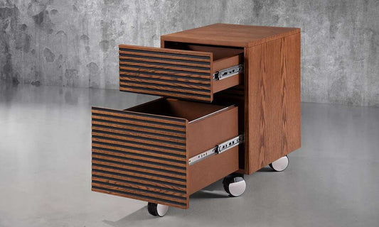 Furnitech - Tango Mid-Century Modern 2 Drawer Rolling File Pedestal in Honey Oak Finish - TANGO-PDHO veiw 1