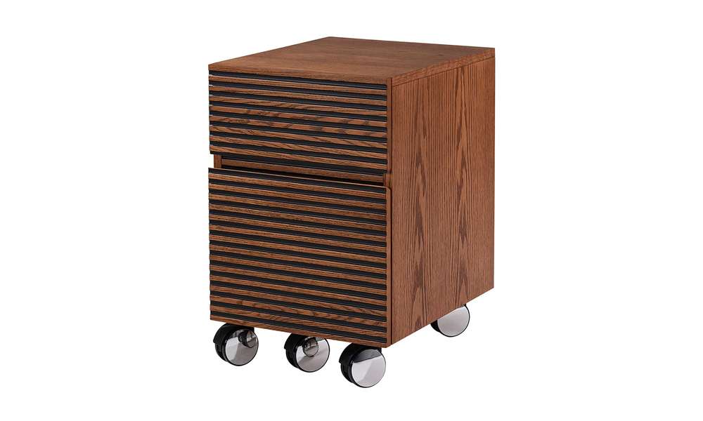 Furnitech - Tango Mid-Century Modern 2 Drawer Rolling File Pedestal in Honey Oak Finish - TANGO-PDHO veiw 4