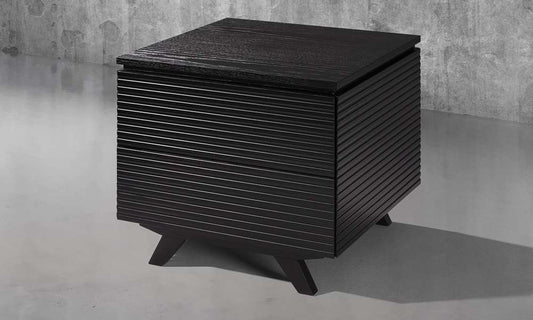 Furnitech - Tango Office 24in Mid-Century Modern end table in a ebony finish over American Red Oak  wood veneers with solid black cherry wood legs - TANGO-ETOEB veiw 1