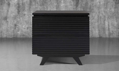 Furnitech - Tango Office 24in Mid-Century Modern end table in a ebony finish over American Red Oak  wood veneers with solid black cherry wood legs - TANGO-ETOEB veiw 2