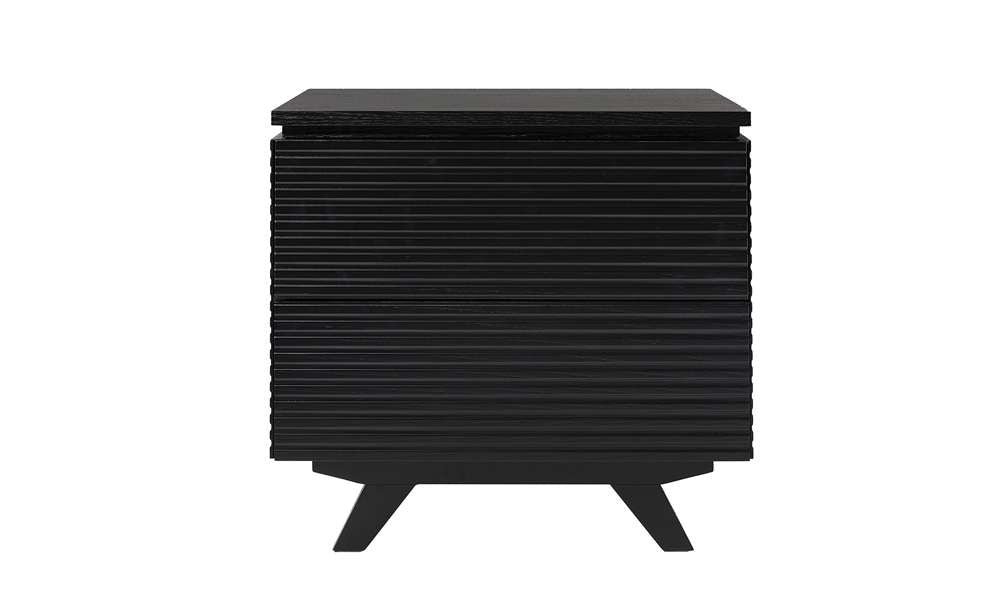 Furnitech - Tango Office 24in Mid-Century Modern end table in a ebony finish over American Red Oak  wood veneers with solid black cherry wood legs - TANGO-ETOEB veiw 3