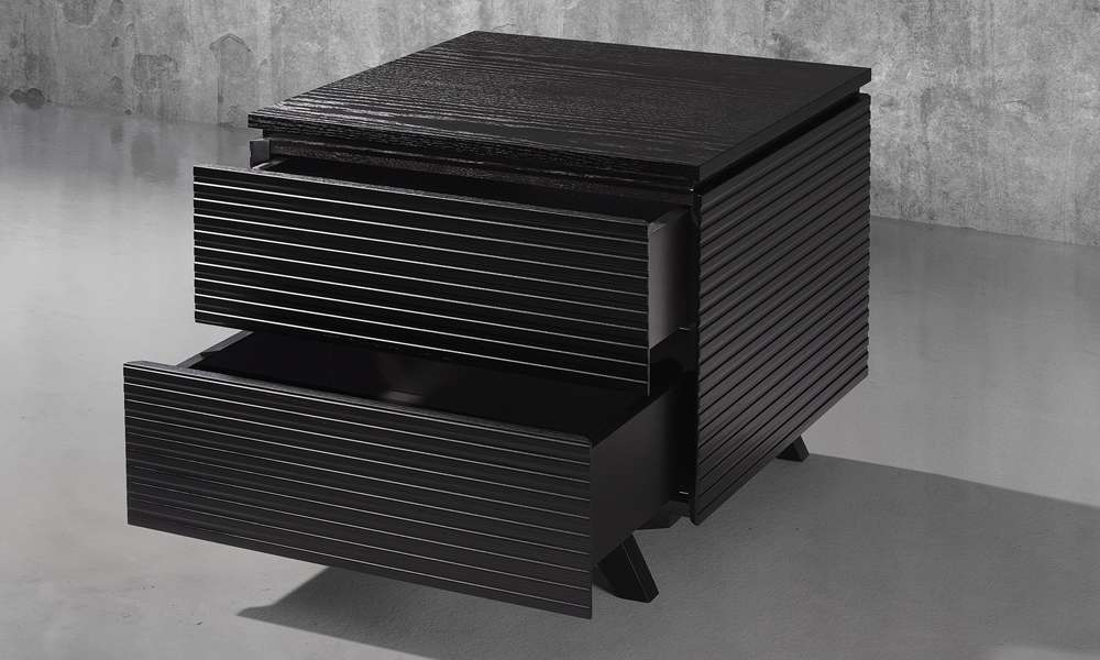 Furnitech - Tango Office 24in Mid-Century Modern end table in a ebony finish over American Red Oak  wood veneers with solid black cherry wood legs - TANGO-ETOEB veiw 5