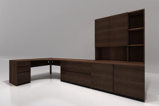 Furnitech - Tango Office - 51in Corner Desk in Brazilian Cherry Wood with a Cognac Finish - TANGO-51OFCD veiw 2