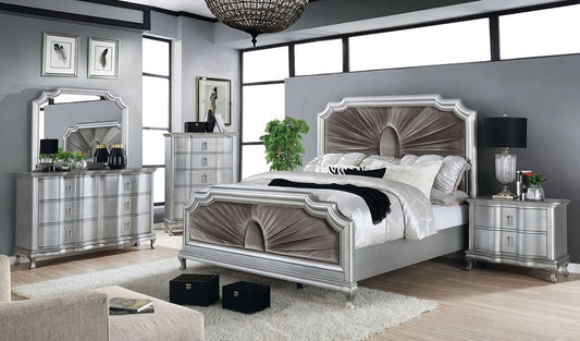 Furniture of America - Aalok 5 Pc. Queen Bedroom Set w/ Chest in Silver/Warm Gray - CM7864Q-5PC-CHEST View 1