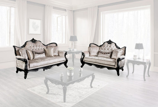 Furniture of America - Acapulco Sofa + Loveseat in Black/Off-White - FM65001ES-2PC View 1