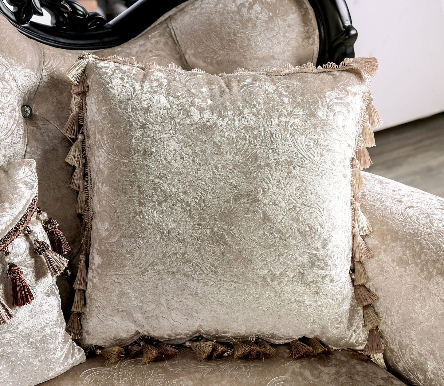 Furniture of America - Acapulco Sofa + Loveseat in Black/Off-White - FM65001ES-2PC View 5
