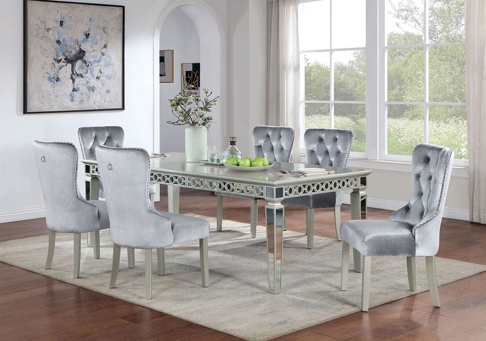 Furniture of America - Adalia 7 Pc. Dining Table Set in Silver/Dark Gray - CM3241SV-T-7PC View 1