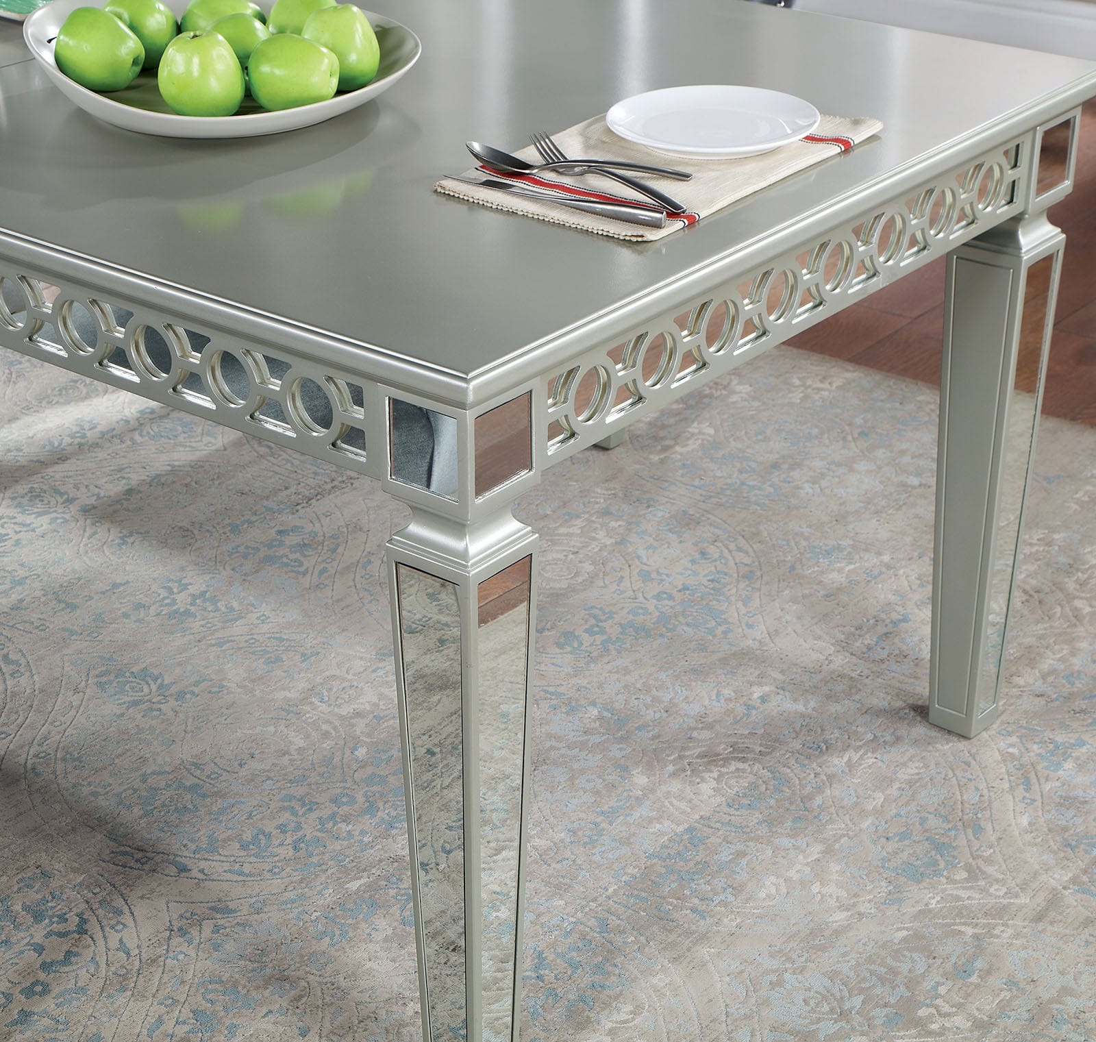 Furniture of America - Adalia Dining Table in Silver/Dark Gray - CM3241SV-T View 3