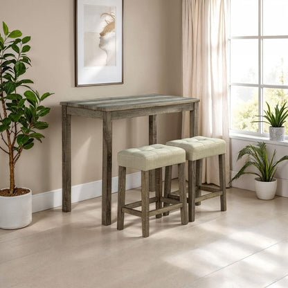 Furniture of America - Adelaide 3 Pc. Counter Ht. Table Set in Brown/Beige - SL3400BR-PT-3PK View 1