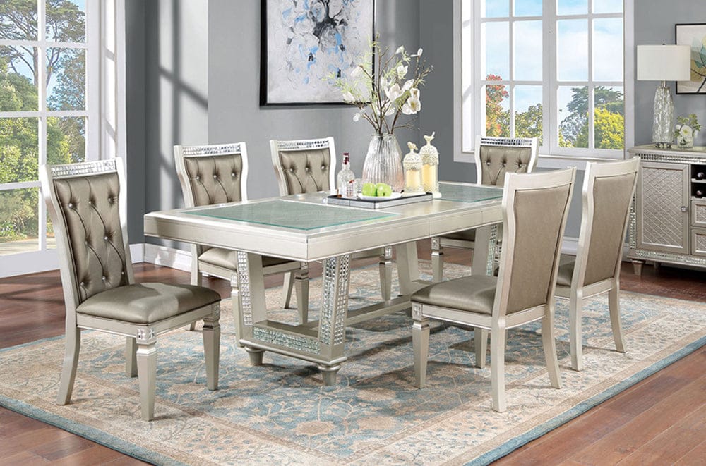 Furniture of America - Adelina 7 Pc. Dining Table Set in Champagne/Warm Gray - CM3158T-7PC View 1