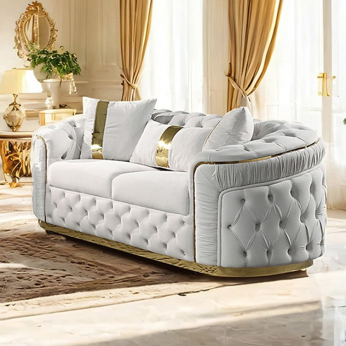 Furniture of America - Adelpha Loveseat in Beige/Gold - FM67002BG-LV View 1