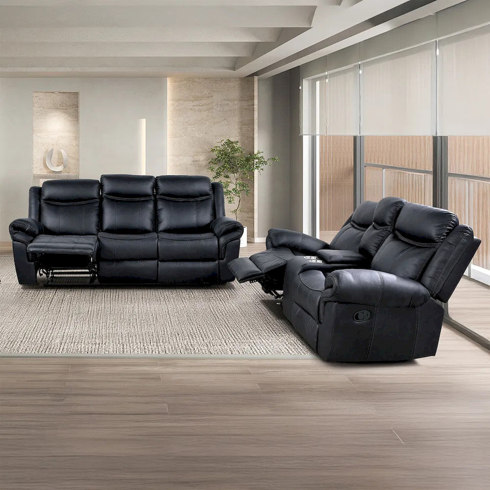 Furniture of America - Agata - Sofa + Loveseat - Black - NX6001BK-2PC view 1