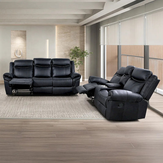 Furniture of America - Agata - Sofa + Loveseat - Black - NX6001BK-2PC view 1