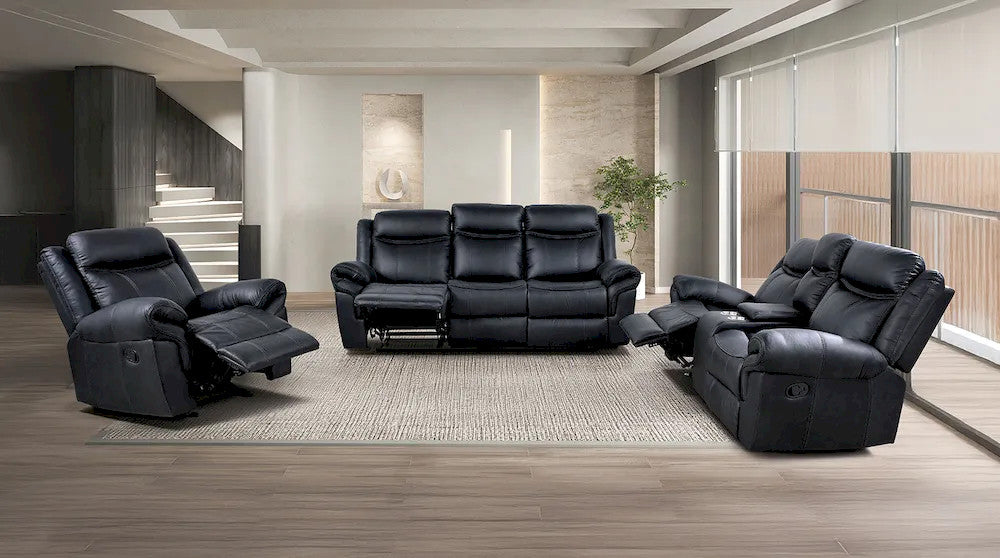 Furniture of America - Agata - Sofa + Loveseat + Chair - Black - NX6001BK-3PC view 1