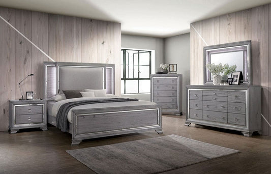 Furniture of America - Alanis 5 Pc. Queen Bedroom Set w/ Chest in Light Gray - CM7579Q-5PC-CHEST View 1