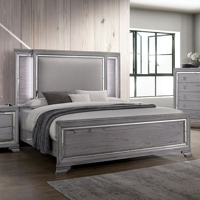 Furniture of America - Alanis Cal.King Bed in Light Gray - CM7579CK-BED View 1