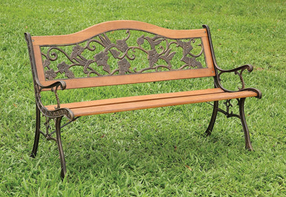 Furniture of America - Alba Patio Wooden Bench in Antique Oak/Black - CM-OB1806 View 1