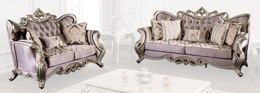 Furniture of America - Albacete Sofa + Loveseat in Champagne/Purple - FM65006PR-2PC View 1