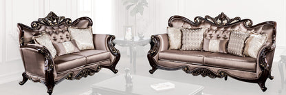 Furniture of America - Albacete Sofa + Loveseat in Dark Cherry/Brown - FM65006BR-2PC View 1