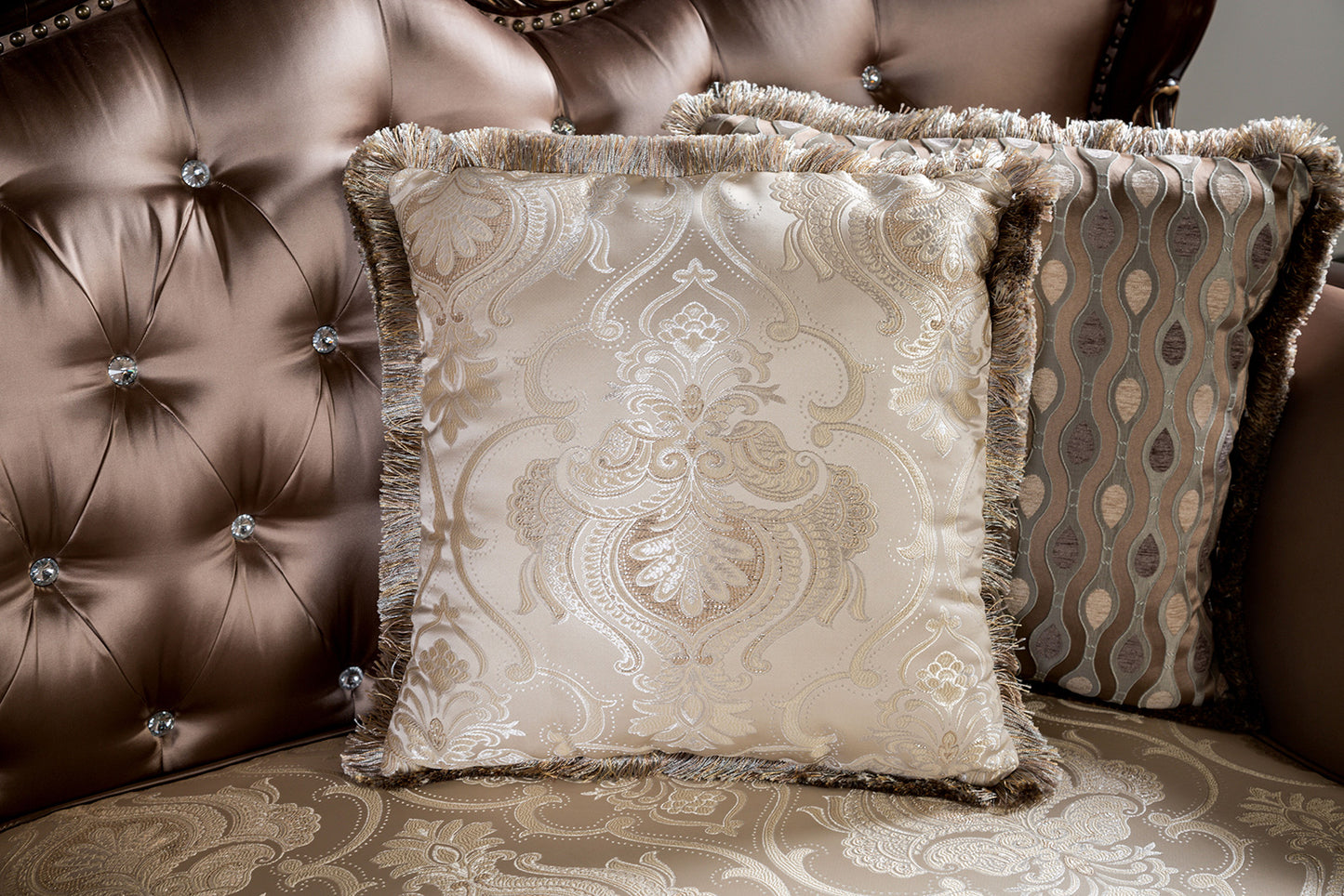 Furniture of America - Albacete Sofa + Loveseat in Dark Cherry/Brown - FM65006BR-2PC View 7