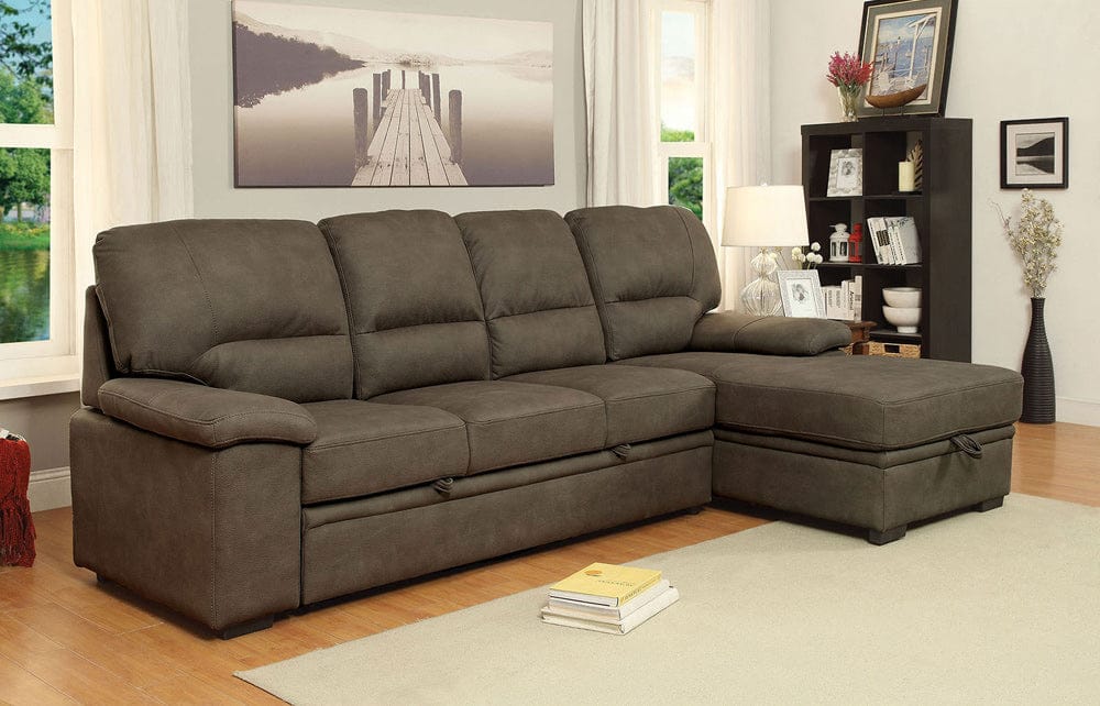 Furniture of America - Alcester Sectional w/ Sleeper in Brown - CM6908BR-SET View 1