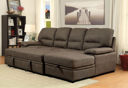 Furniture of America - Alcester Sectional w/ Sleeper in Brown - CM6908BR-SET View 2