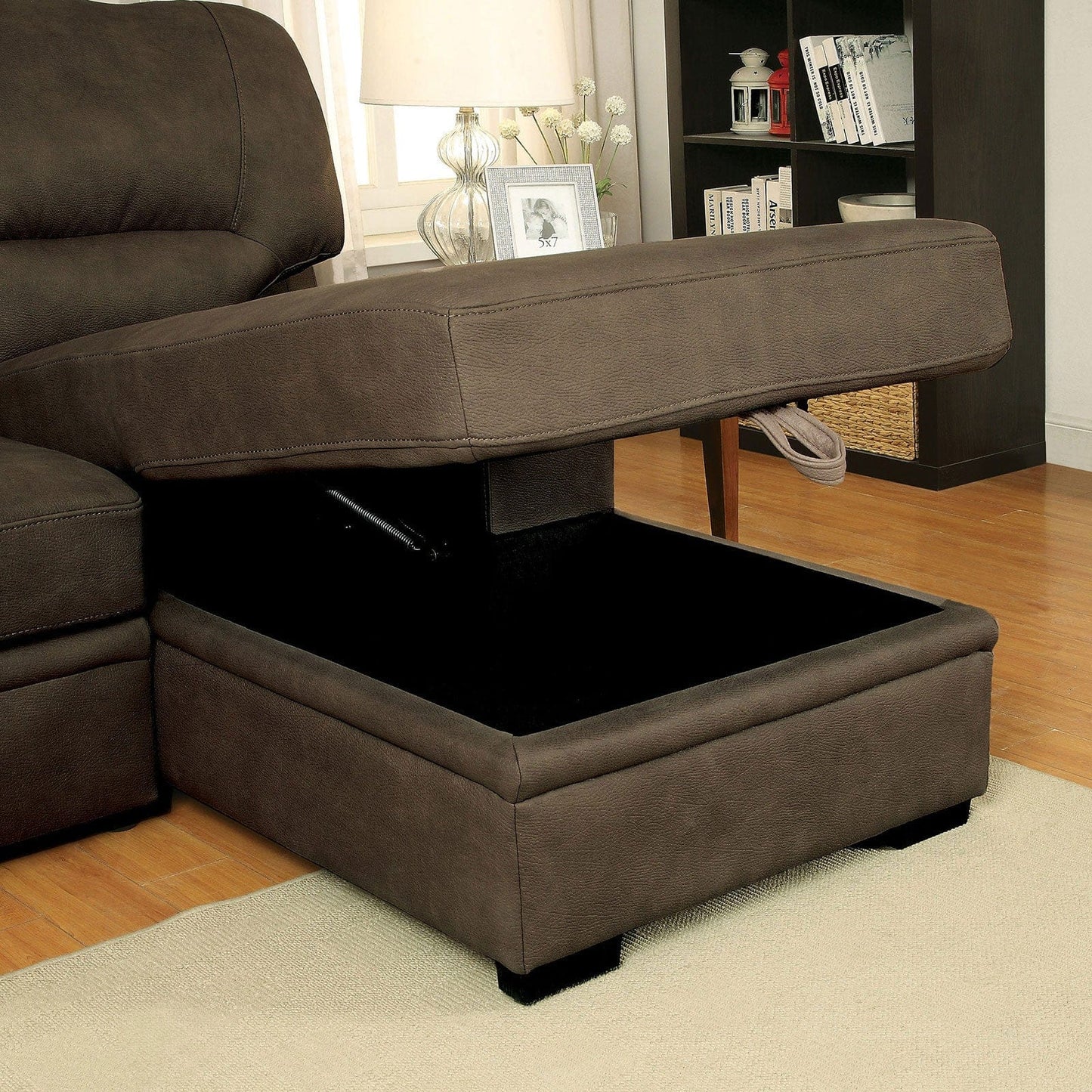 Furniture of America - Alcester Sectional w/ Sleeper in Brown - CM6908BR-SET View 3