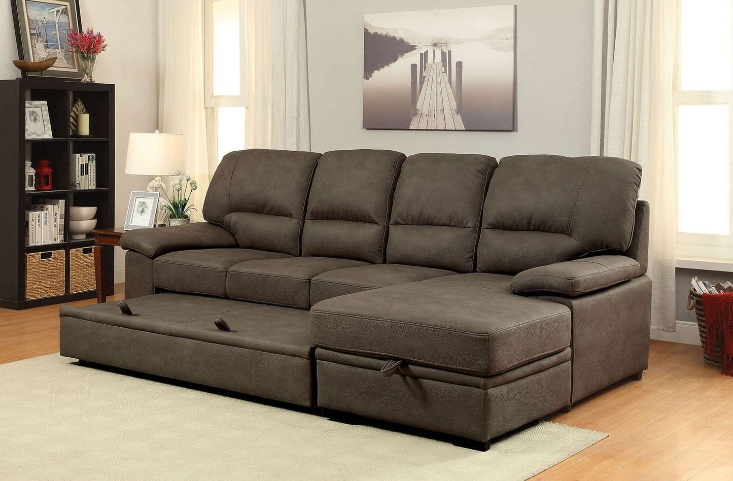 Furniture of America - Alcester Sectional w/ Sleeper in Brown - CM6908BR-SET View 5